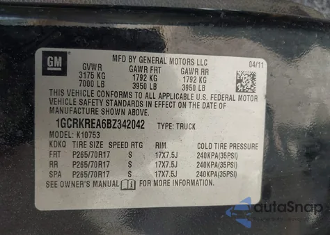 2011 Chevrolet Silverado 1500 Ls z USA, uszkodzony, nr VIN 1GCRKREA6BZ342042